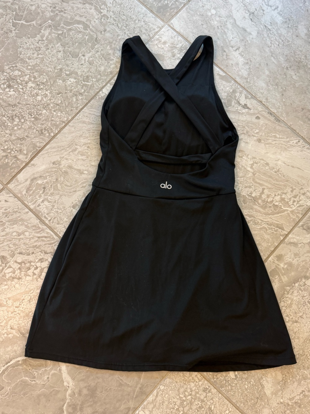 ALO Yoga Cross-Back Black Athletic Dress, Size Small